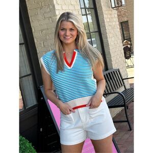 THML Striped to Perfection Top Red White & Blue Size Medium